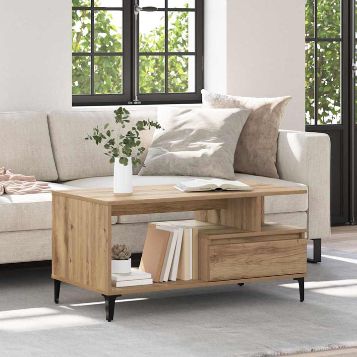 Couchtisch Eiche handwerklich 90 x 49 x 45 cm Holzwerkstoff