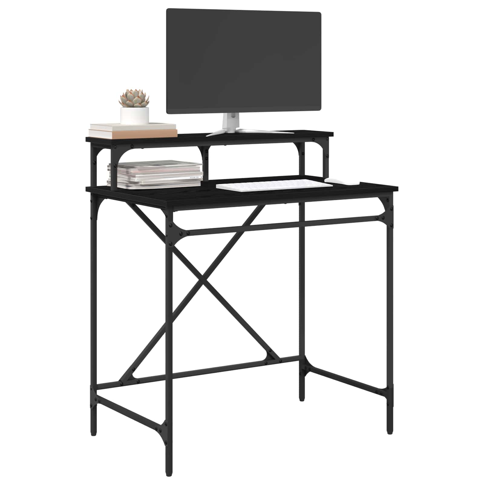 Schreibtisch Schwarz Eichen-Optik 80 x 50 x 90 cm Holzwerkstoff
