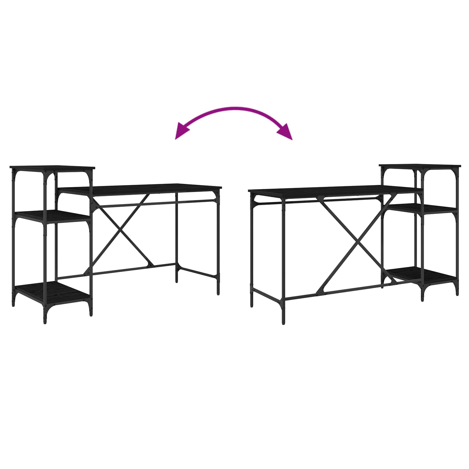 Schreibtisch Schwarz Eichen-Optik 135 x 50 x 90 cm