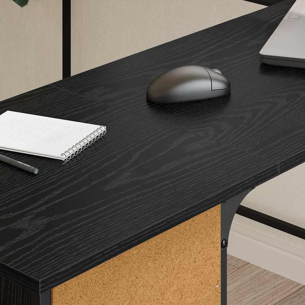Schreibtisch Schwarz Eichen-Optik 141 x 141 x 75 cm