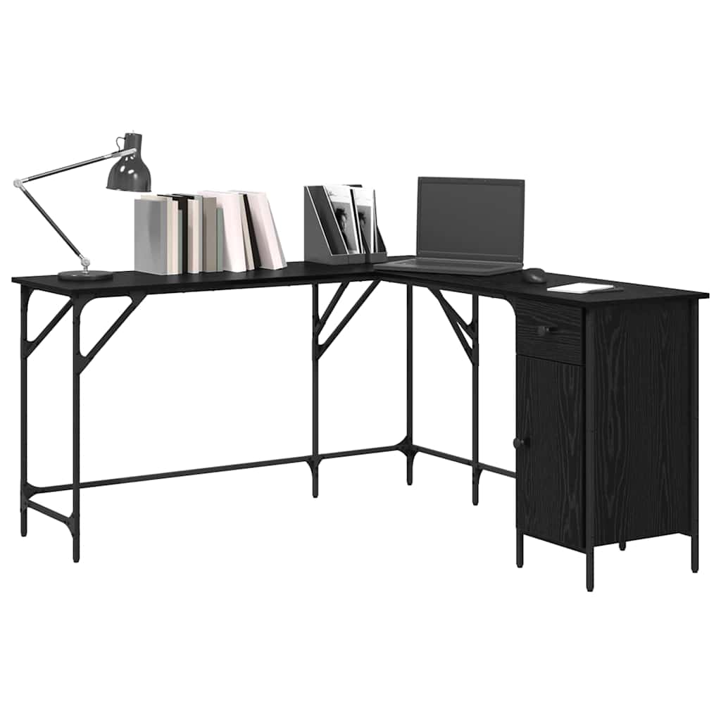 Schreibtisch Schwarz Eichen-Optik 141 x 141 x 75 cm
