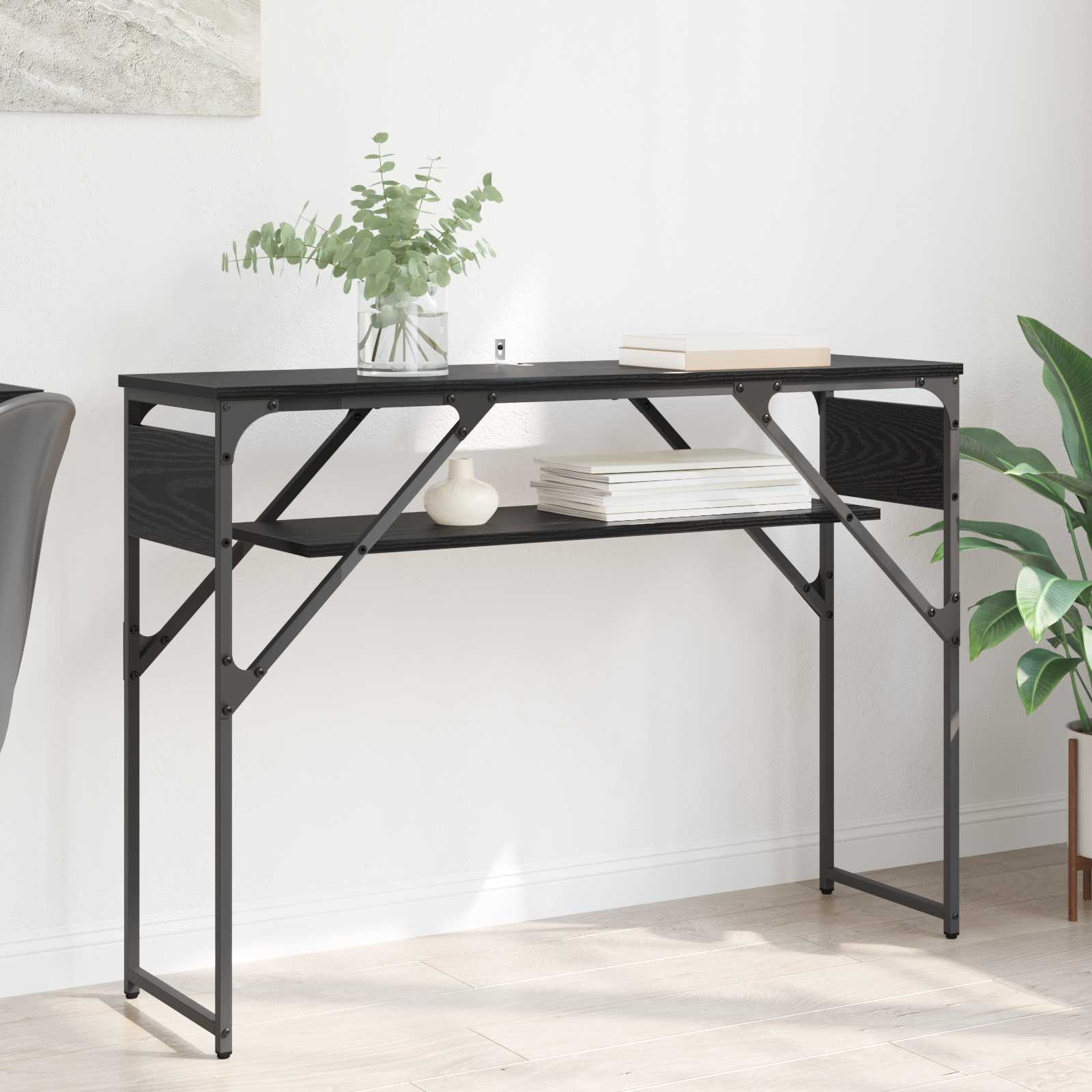 Konsolentisch Schwarz Eichen-Optik 105x30x75cm Holzwerkstoff