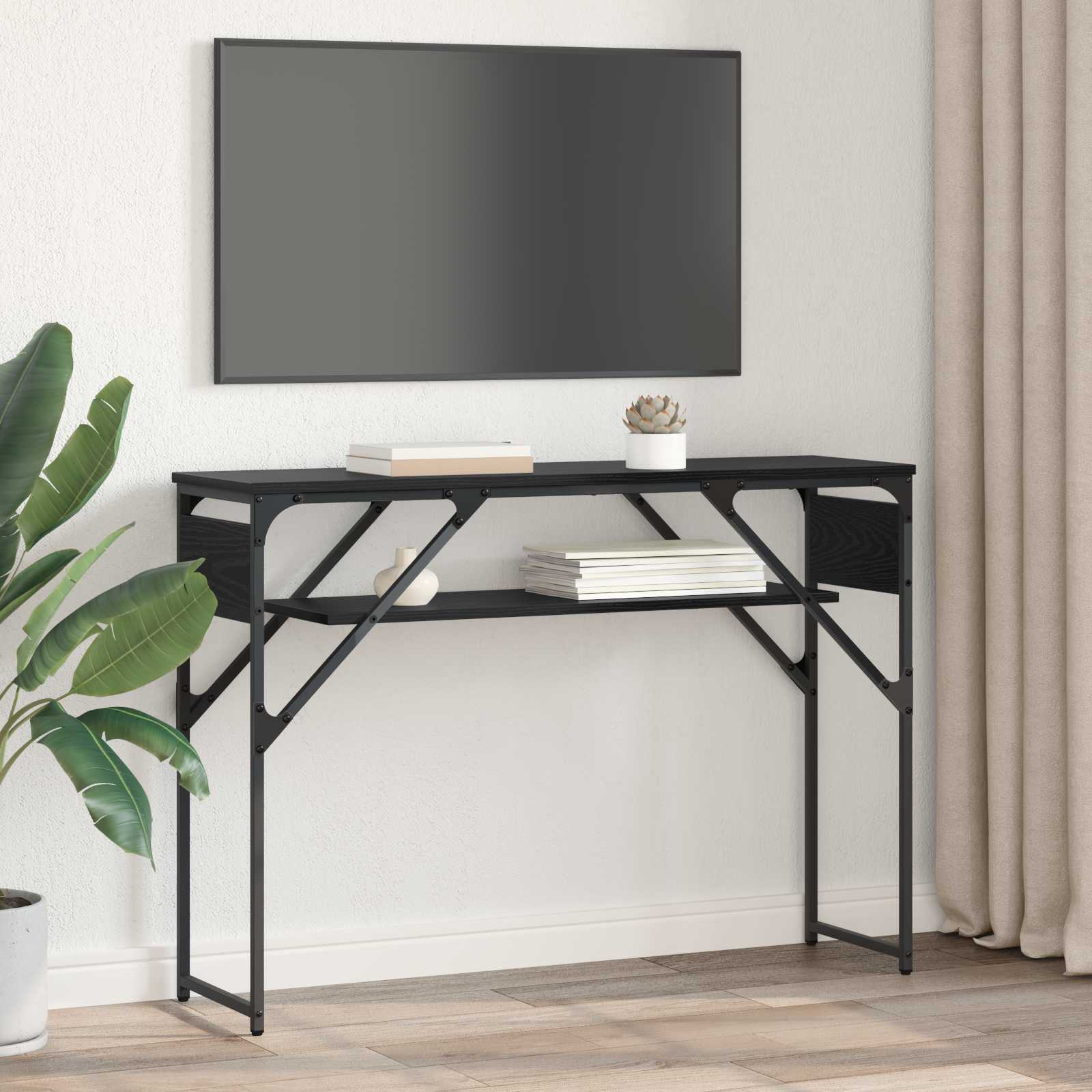 Konsolentisch Schwarz Eichen-Optik 105x30x75cm Holzwerkstoff