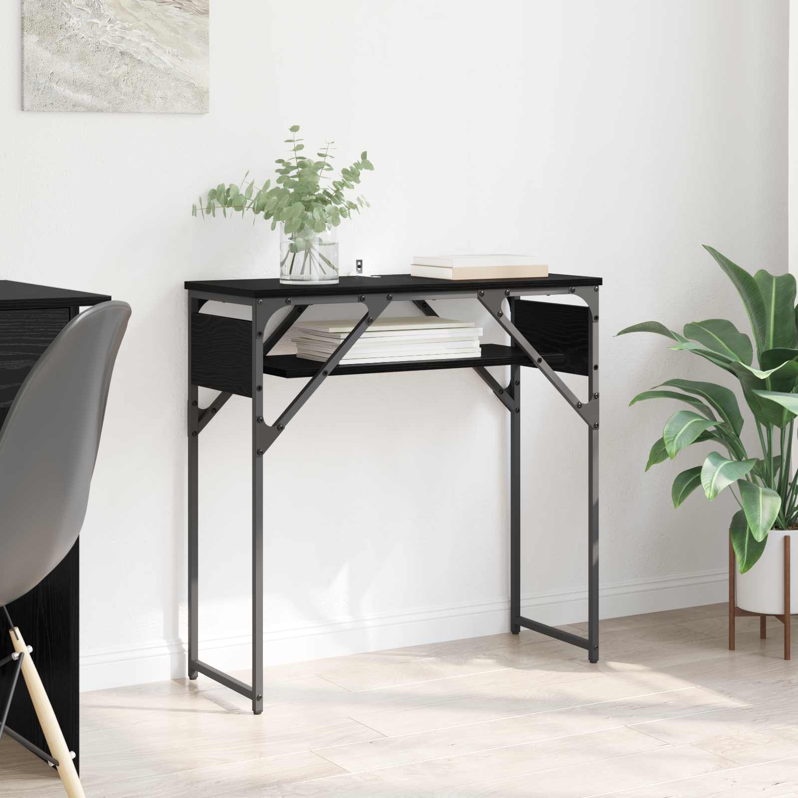 Konsolentisch Schwarz Eichen-Optik 75x30x75cm Holzwerkstoff