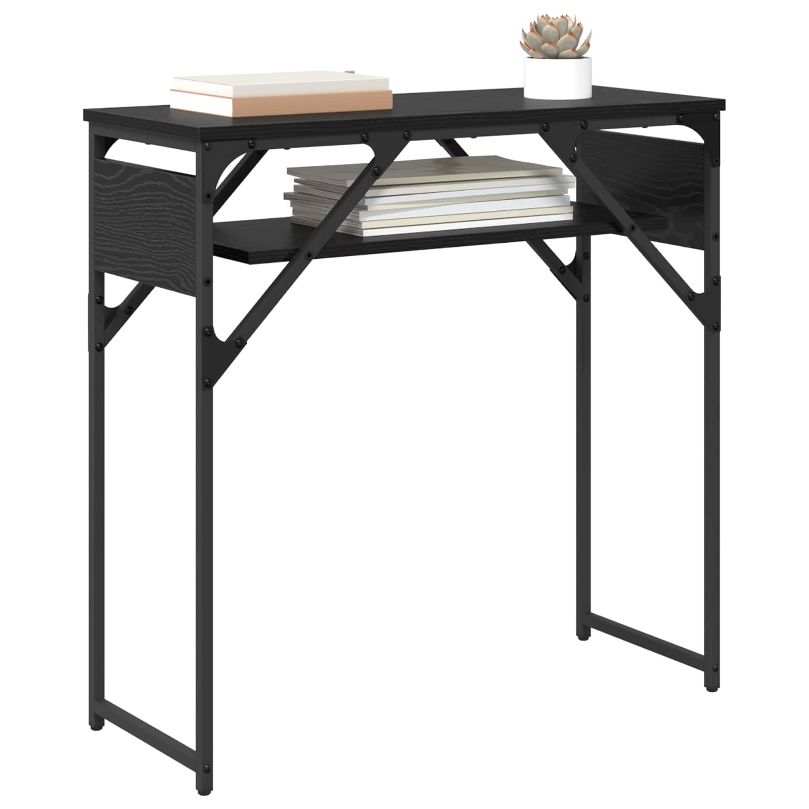 Konsolentisch Schwarz Eichen-Optik 75x30x75cm Holzwerkstoff