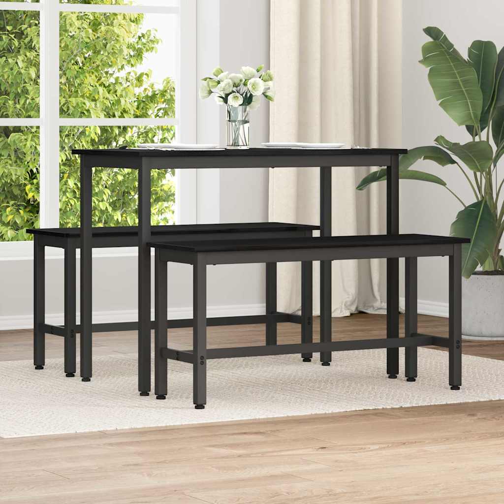 Esstischbank 2 pcs Schwarz Eichen-Optik 100 x 32,5 x 48,5 cm