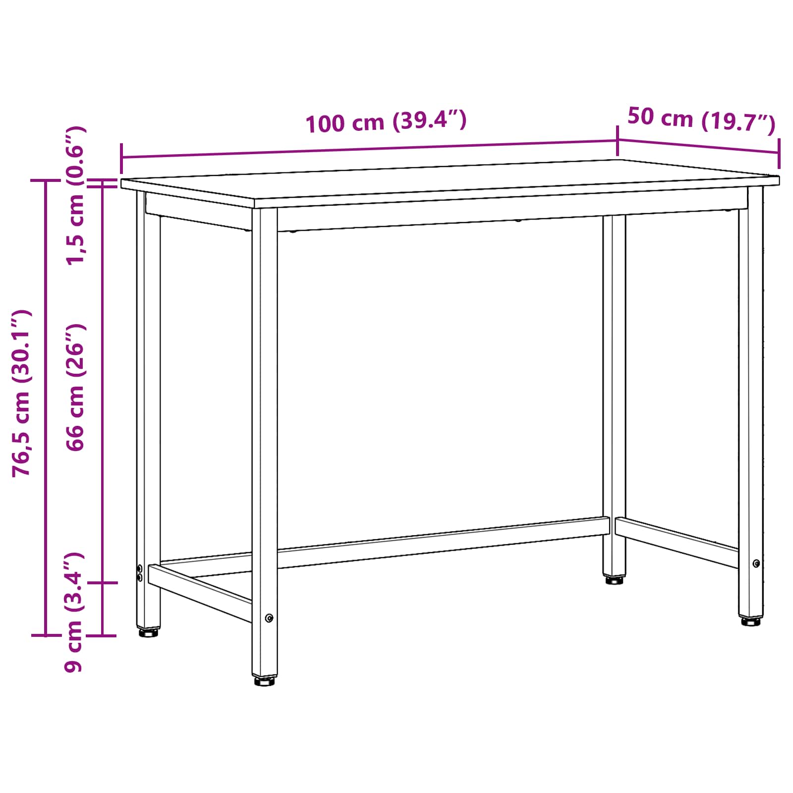 Tisch Artisan-Eiche 100 x 50 x 76,5 cm