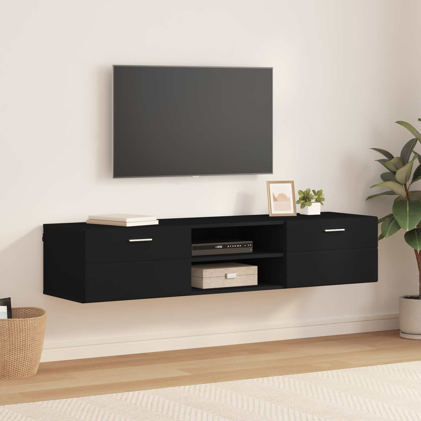 Holzschrank Wandmontiert Schwarz 150 x 39 x 30 cm Holzwerkstoff