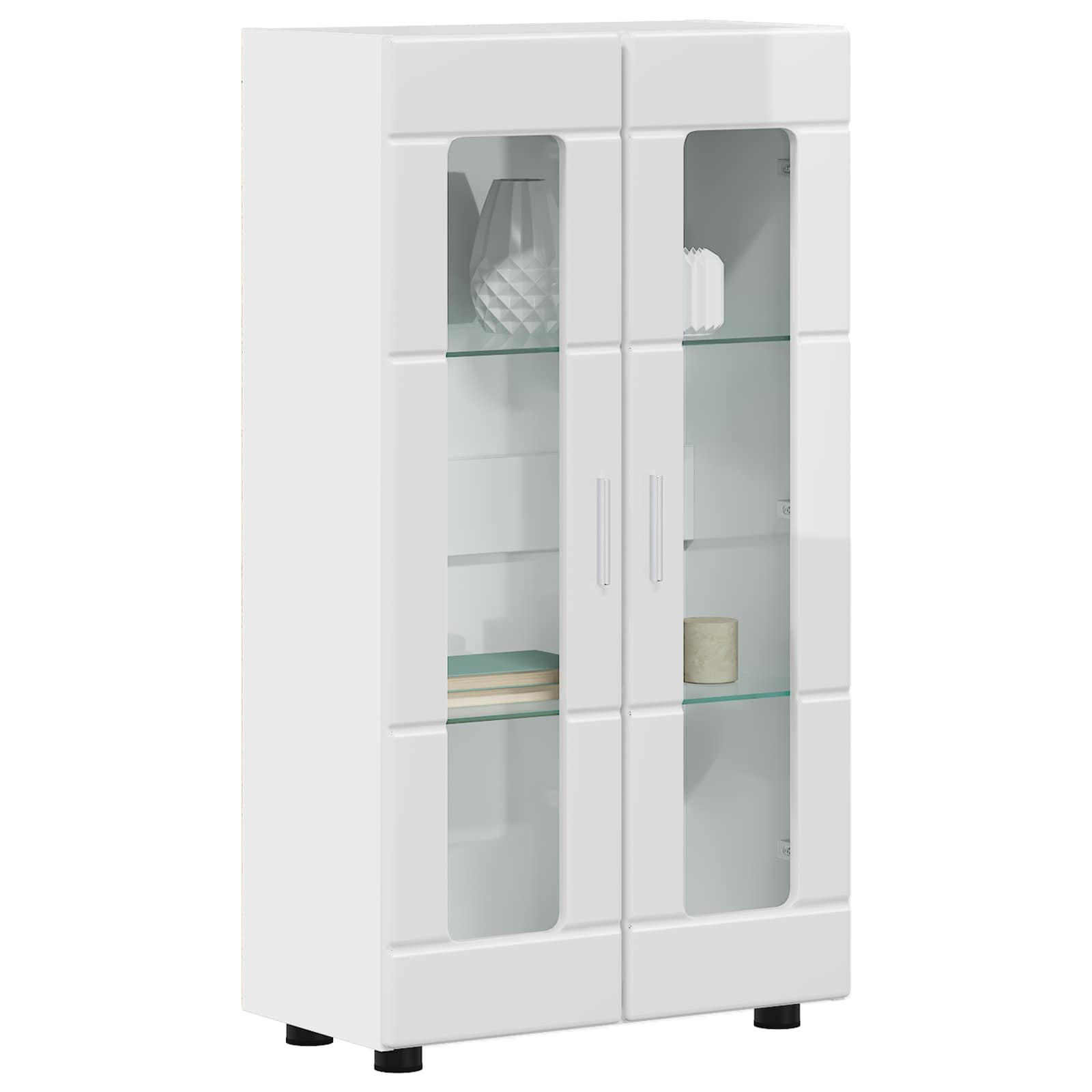 Sideboard mit Regal FLORIN Hochglanz Weiß 55,5 x 29 x 100 cm