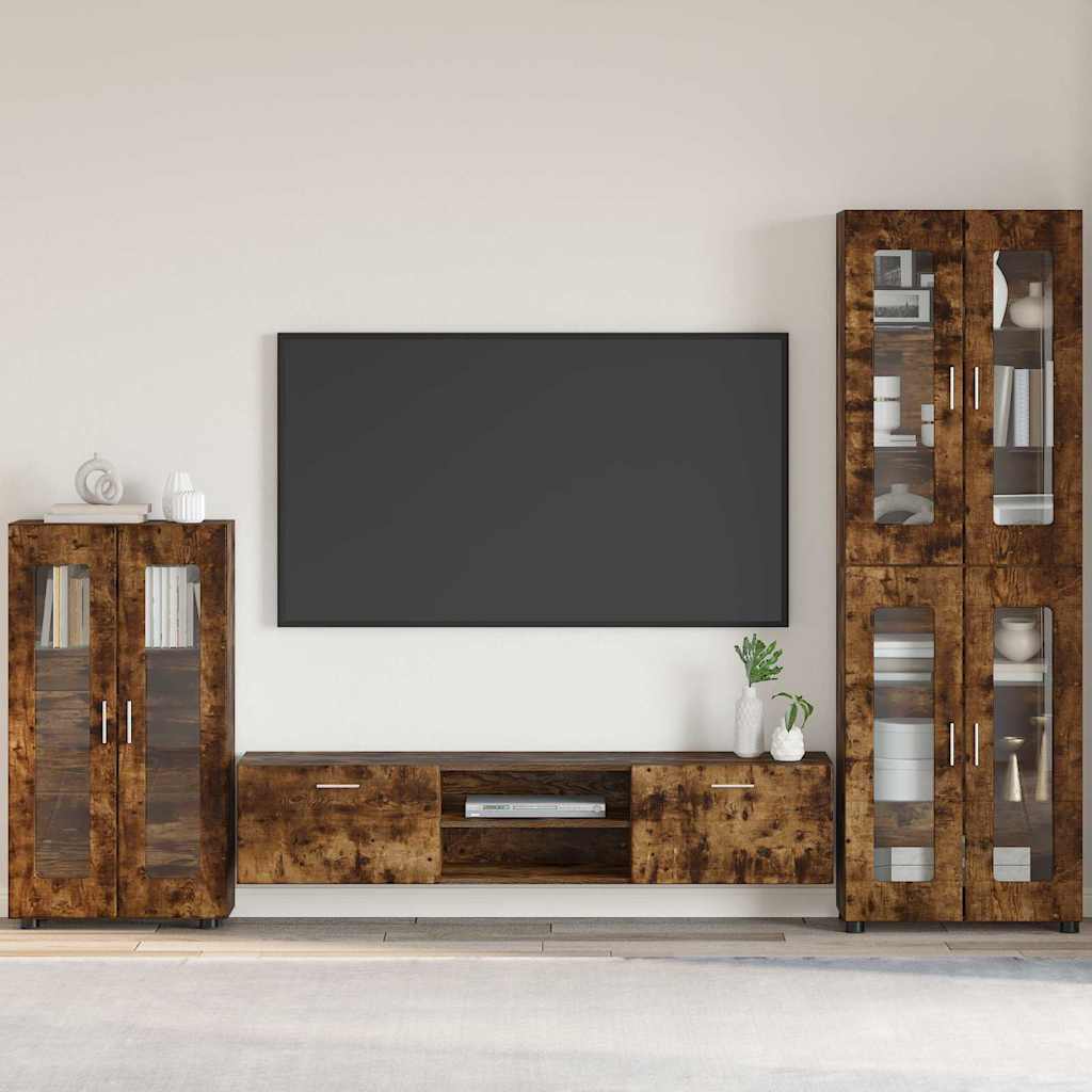 Sideboard mit Regal FLORIN Geräucherte Eiche 55,5 x 29 x 100 cm