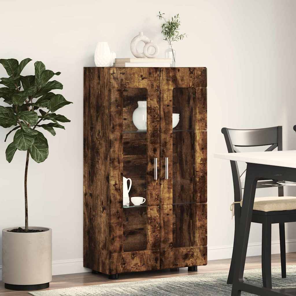 Sideboard mit Regal FLORIN Geräucherte Eiche 55,5 x 29 x 100 cm