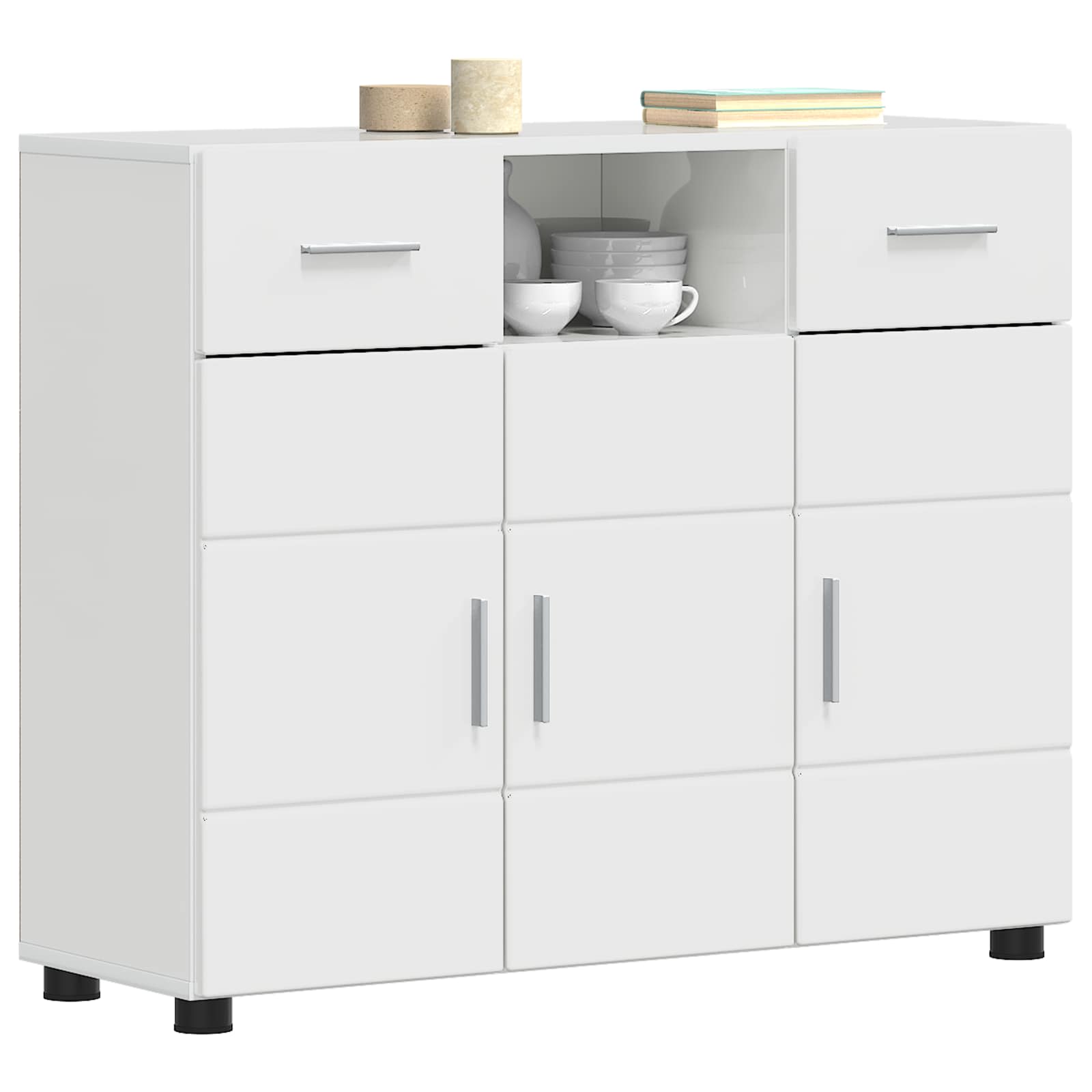 Holzschrank Hochglanz Weiß 88,5 x 30,5 x 73 cm Holzwerkstoff