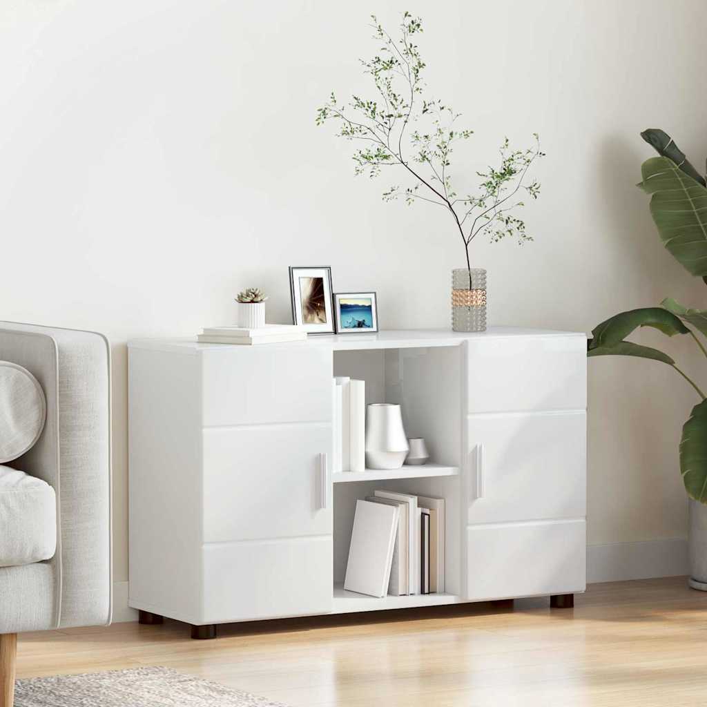 Sideboard mit Regal FLORIN Hochglanz Weiß 88,5 x 30,5 x 55,5 cm