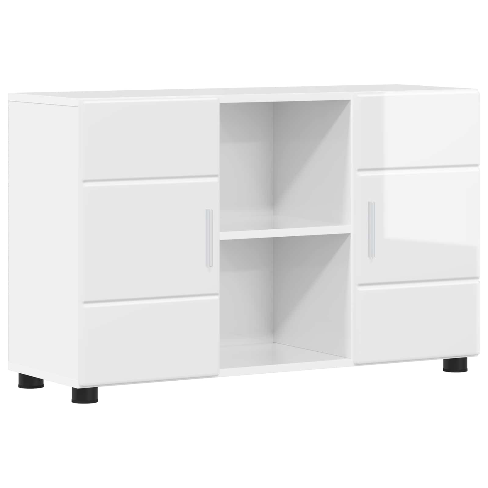 Sideboard mit Regal FLORIN Hochglanz Weiß 88,5 x 30,5 x 55,5 cm