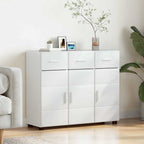 Sideboard mit Regal FLORIN Hochglanz Weiß 88,5 x 30,5 x 73 cm