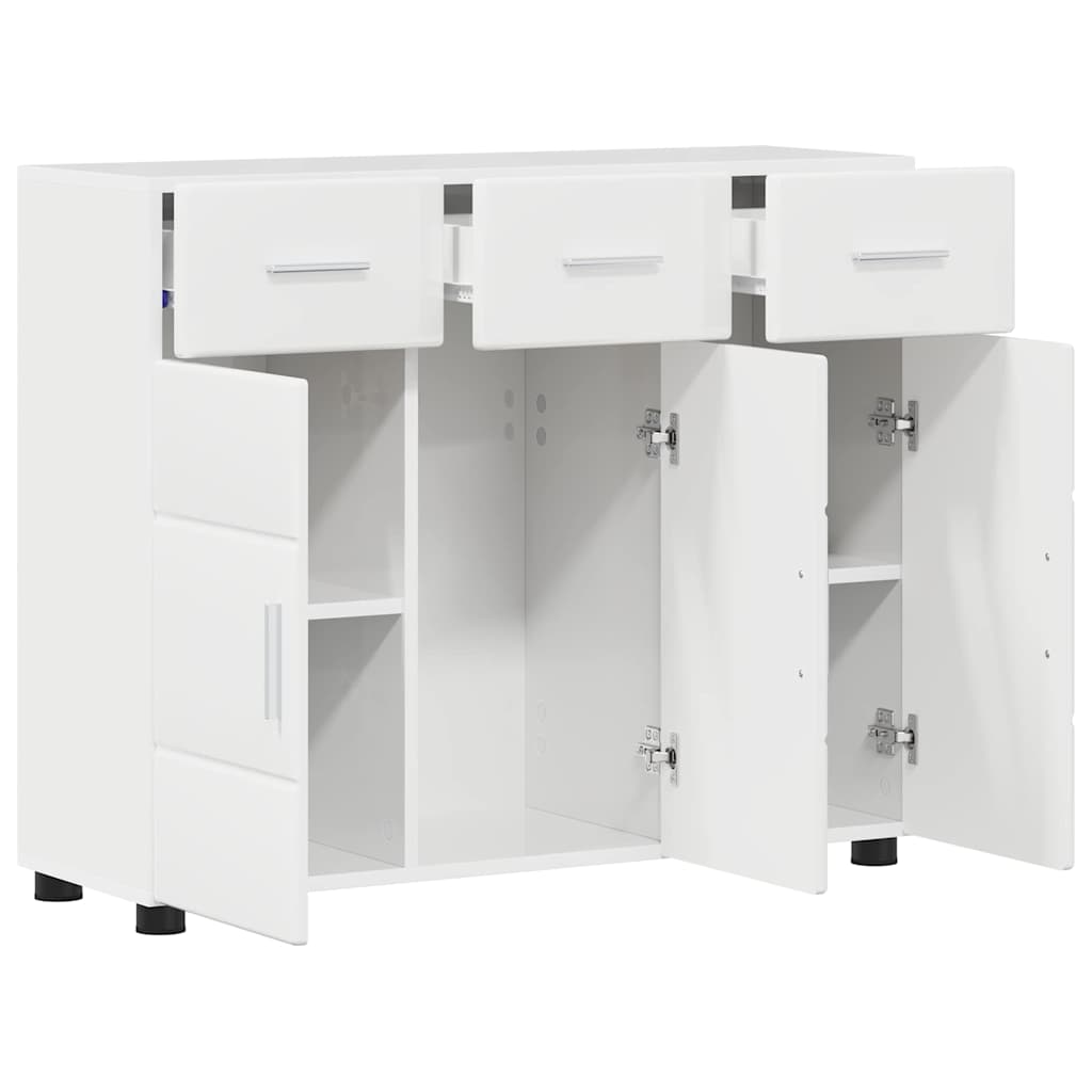 Sideboard mit Regal FLORIN Hochglanz Weiß 88,5 x 30,5 x 73 cm