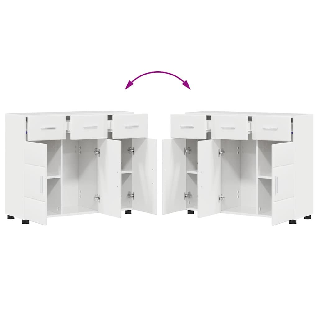 Sideboard mit Regal FLORIN Hochglanz Weiß 88,5 x 30,5 x 73 cm