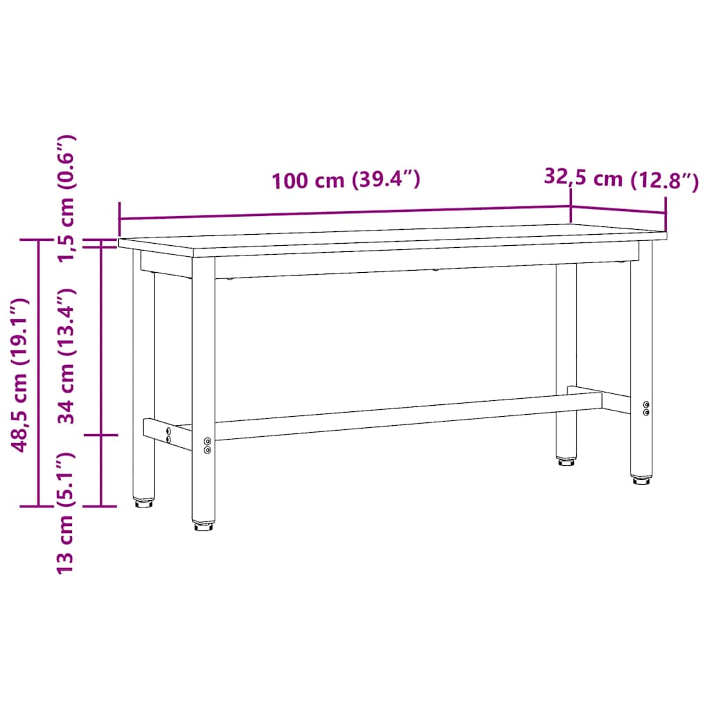 Esstischbank Sonoma-Eiche 100 x 32,5 x 48,5 cm