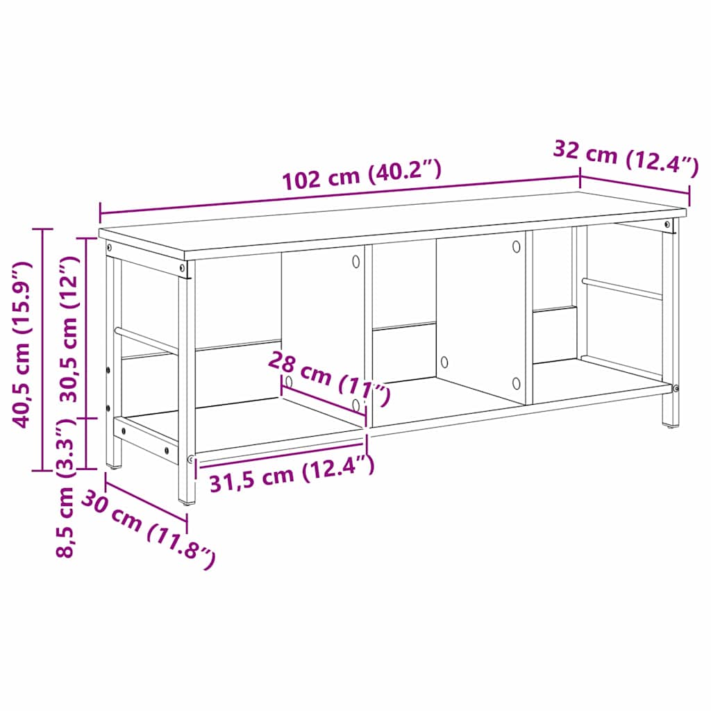 Bücherregal Graues Sonoma 102 x 32 x 40,5 cm Holzwerkstoff