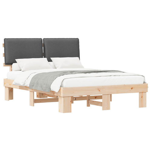 Bettgestell mit gepolstertem Kopfteil Dunkelgrau 150 x 200 cm