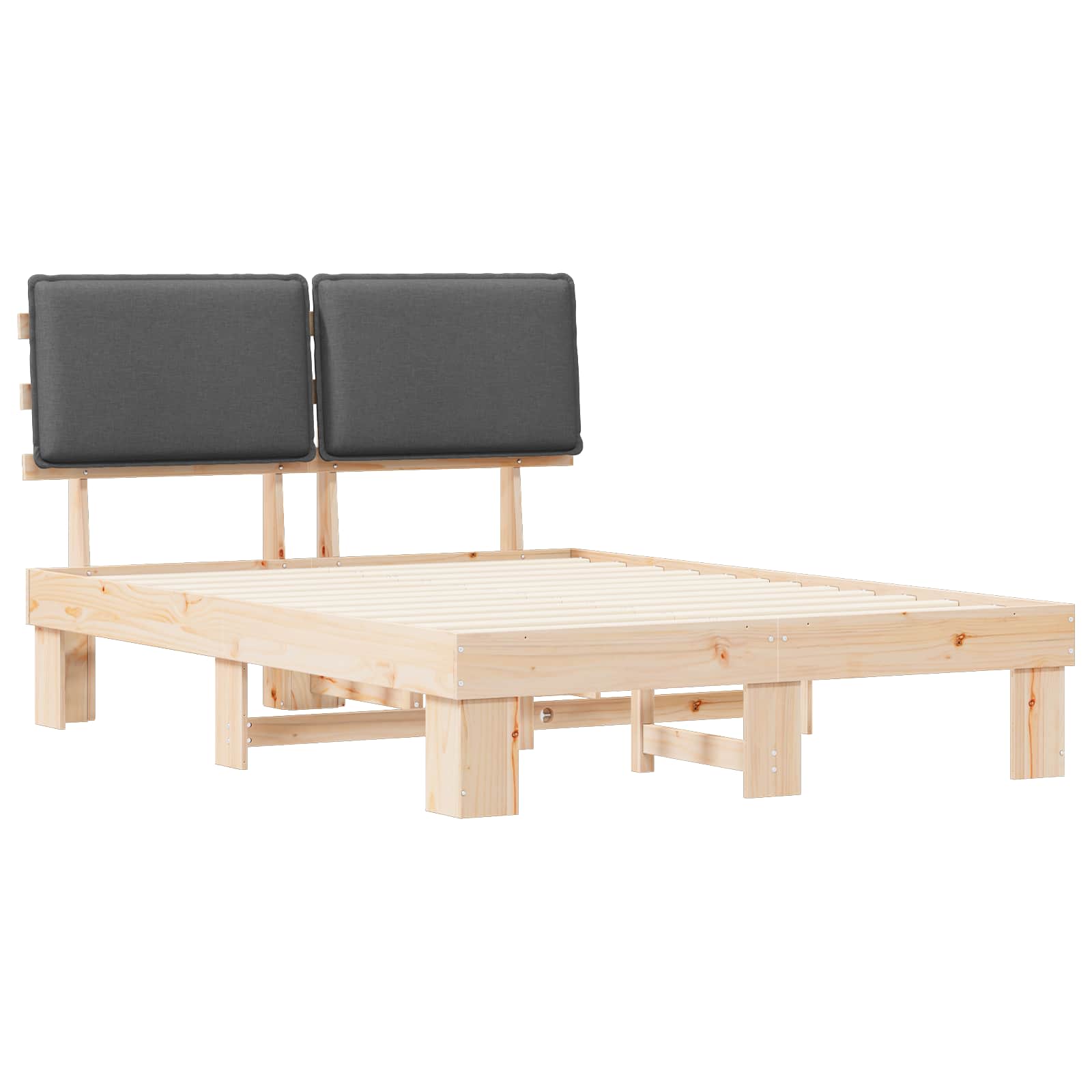 Bettgestell mit gepolstertem Kopfteil Dunkelgrau 150 x 200 cm
