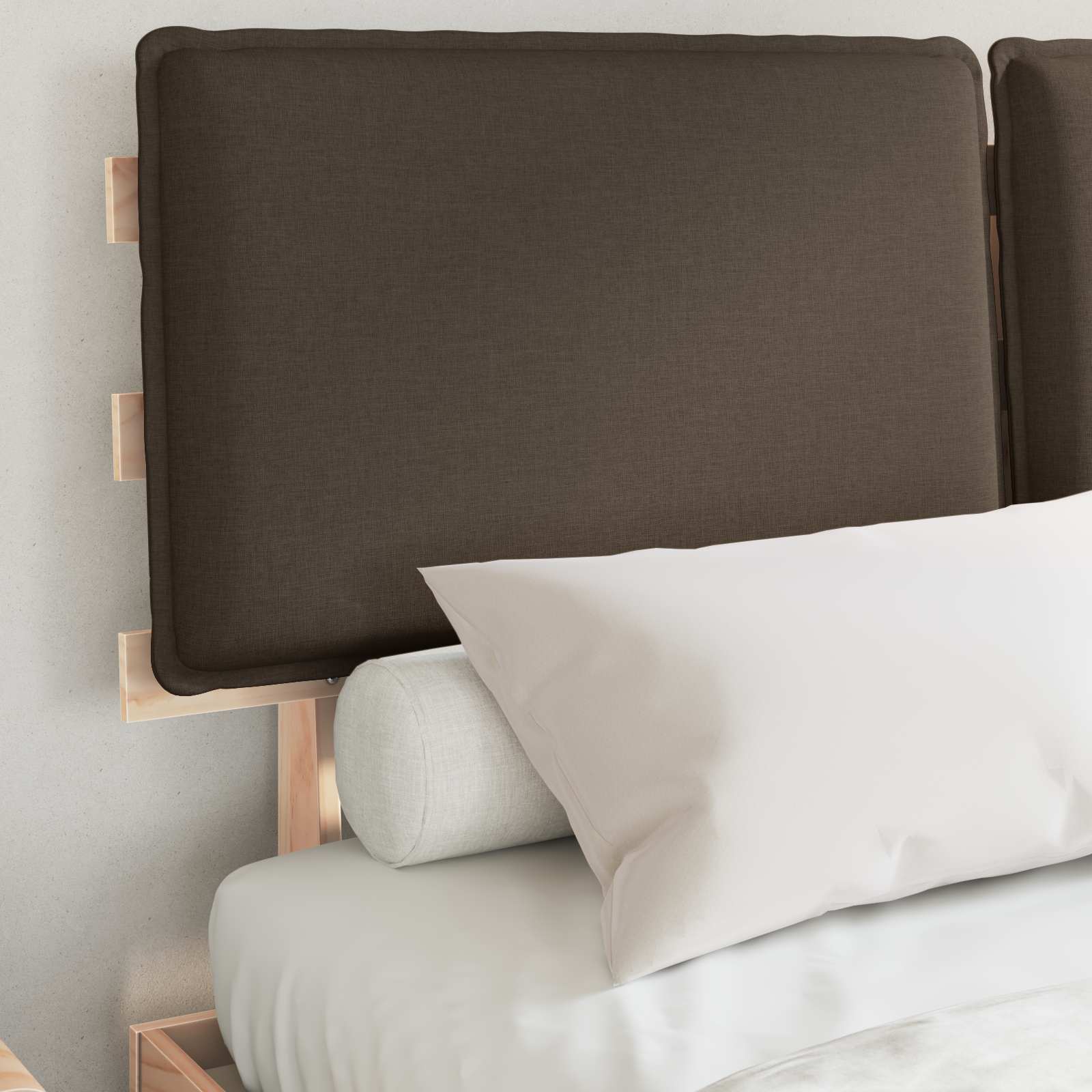 Bettgestell mit gepolstertem Kopfteil Taupe 150 x 200 cm