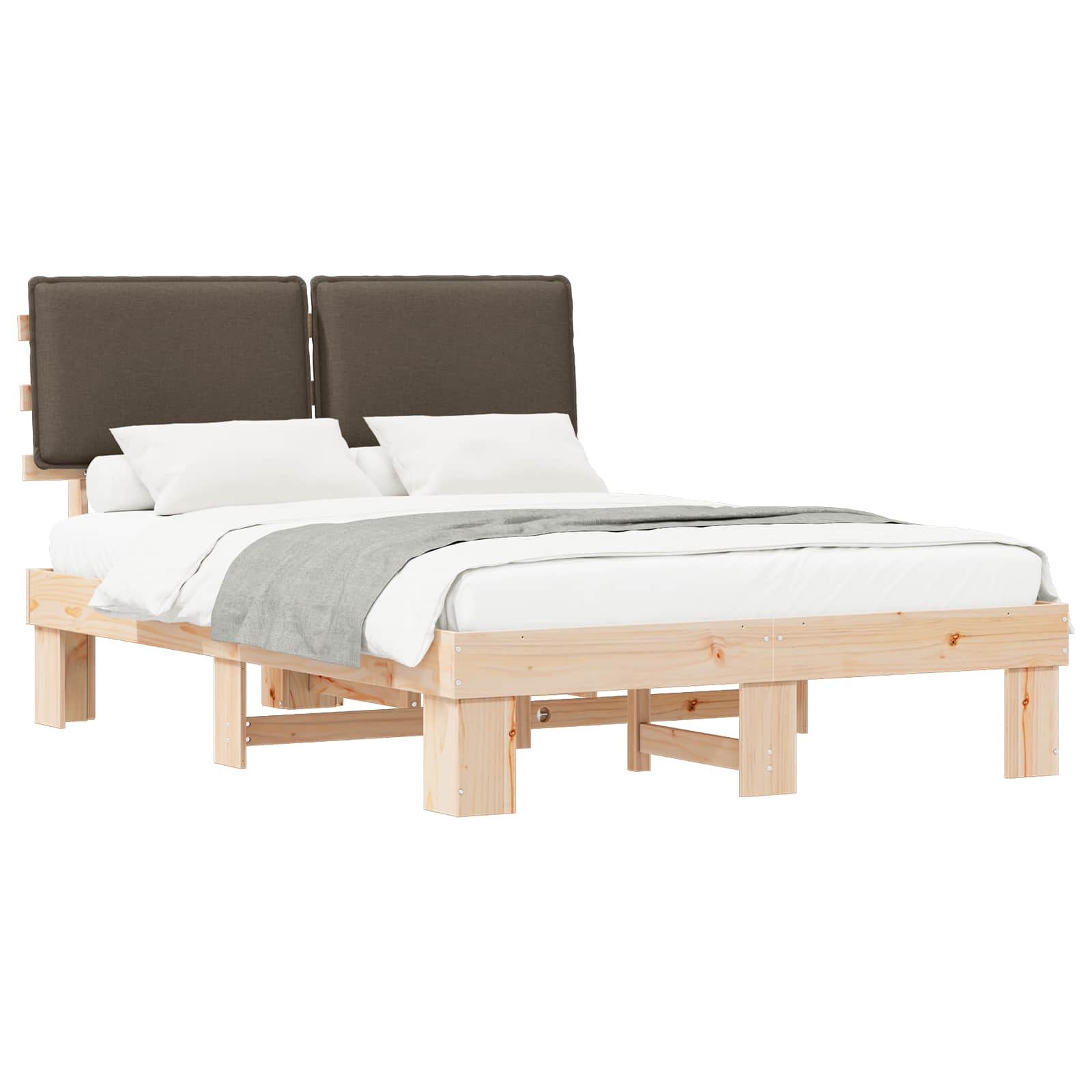 Bettgestell mit gepolstertem Kopfteil Taupe 150 x 200 cm