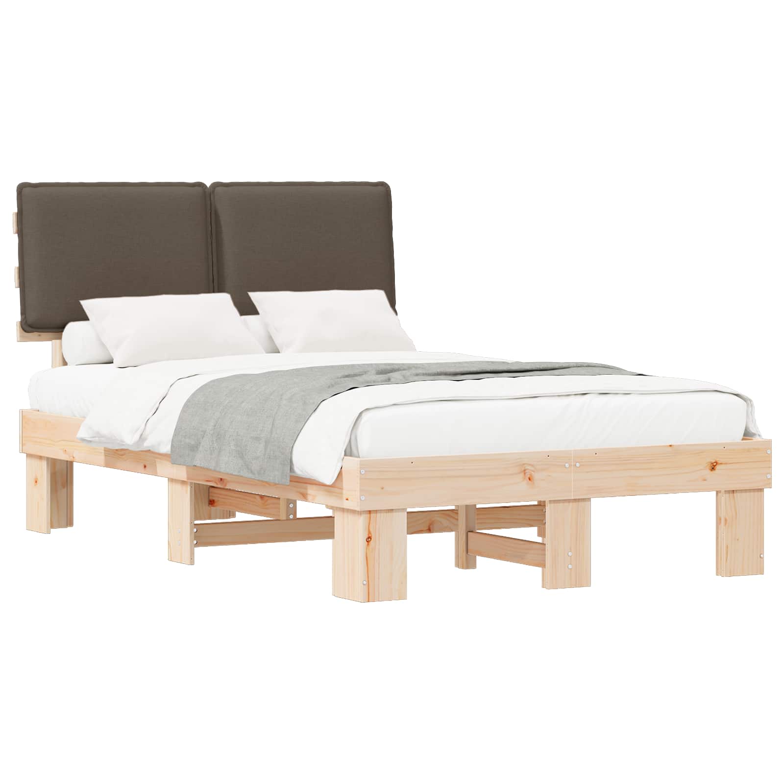 Bettgestell mit gepolstertem Kopfteil Taupe 120 x 200 cm