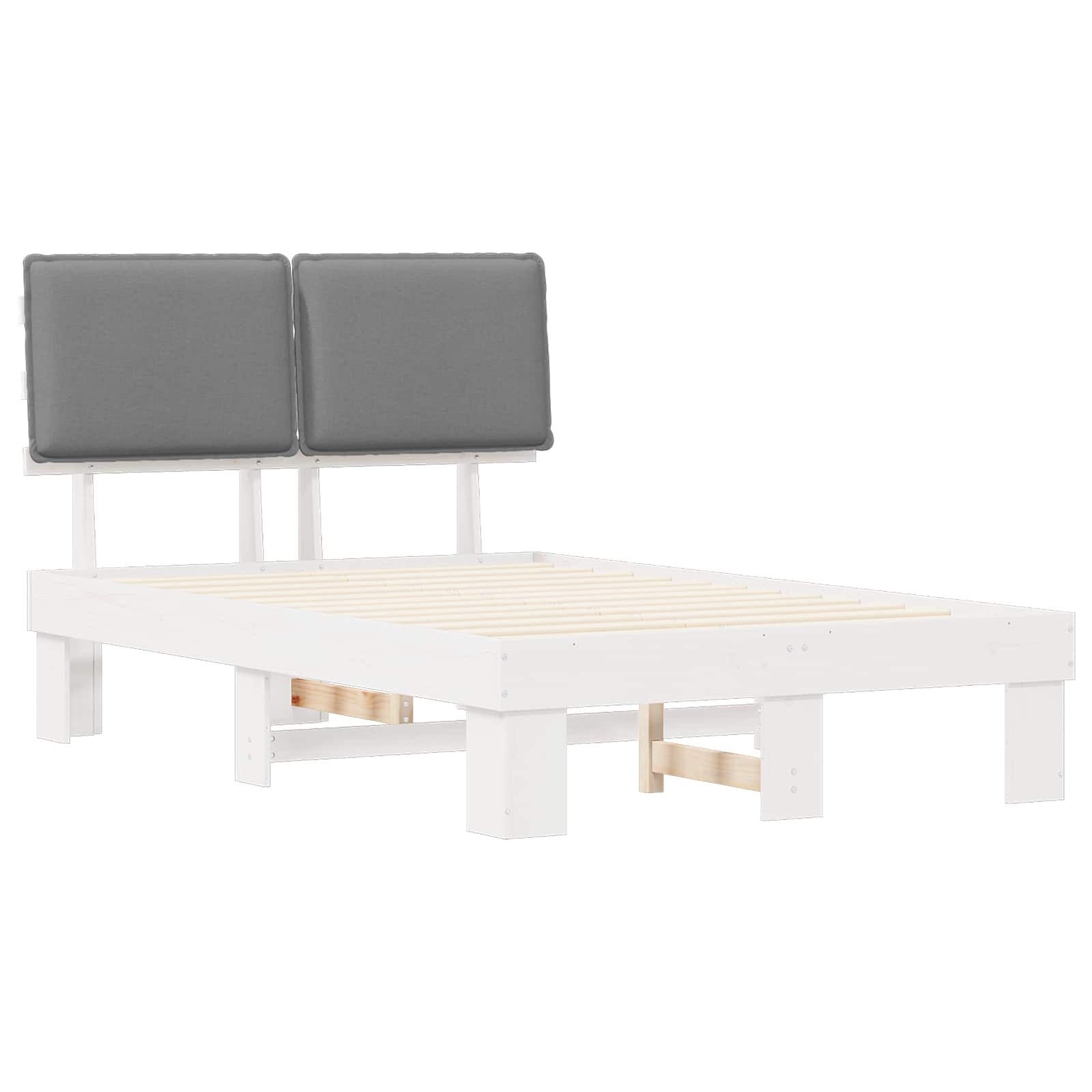Bettgestell mit gepolstertem Kopfteil Hellgrau 120 x 200 cm