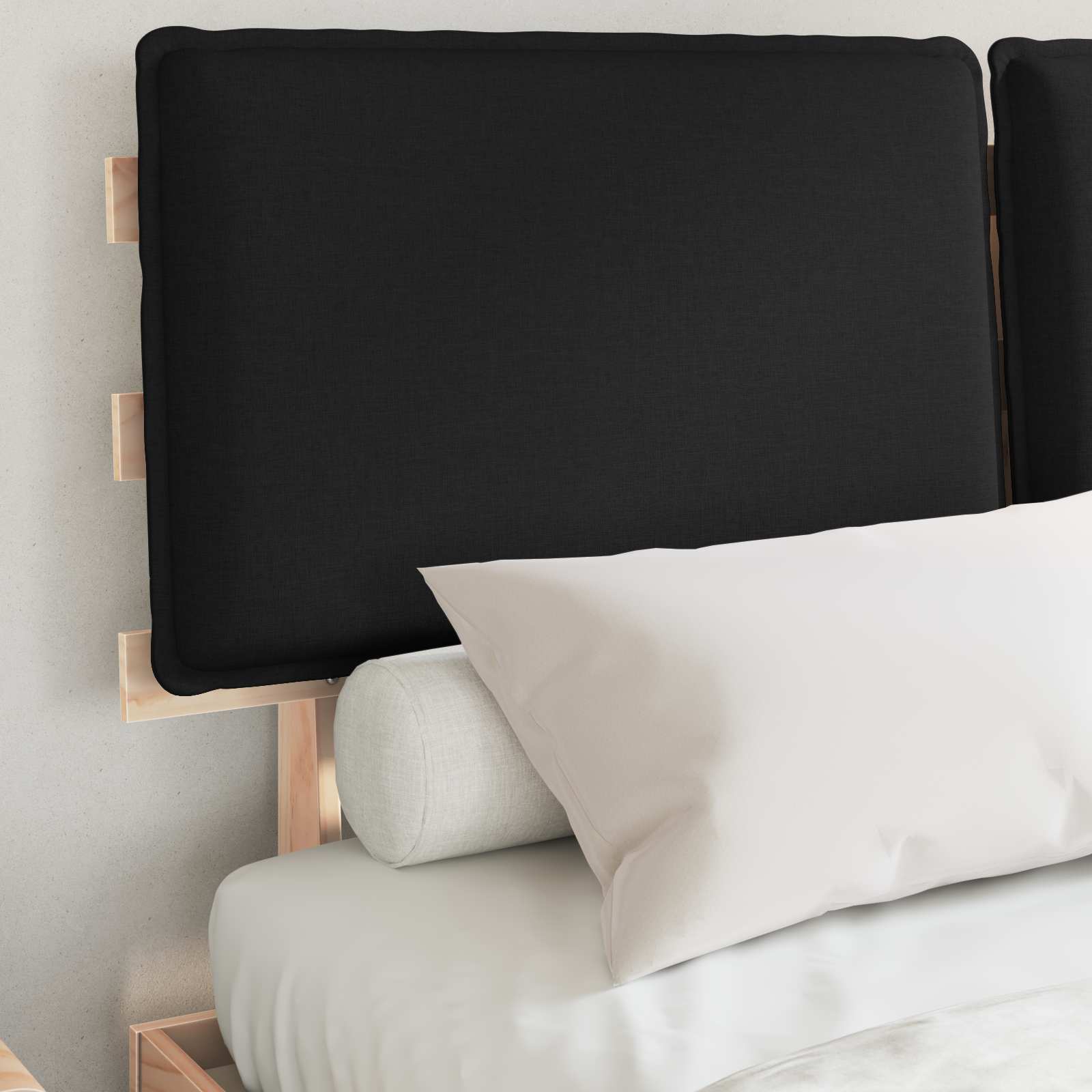 Bettgestell mit gepolstertem Kopfteil Schwarz 140 x 190 cm