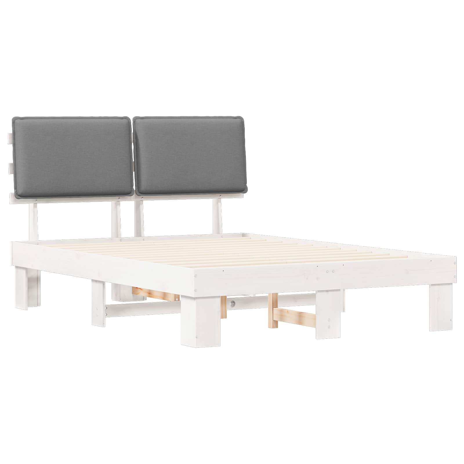 Bettgestell mit gepolstertem Kopfteil Hellgrau 140 x 190 cm