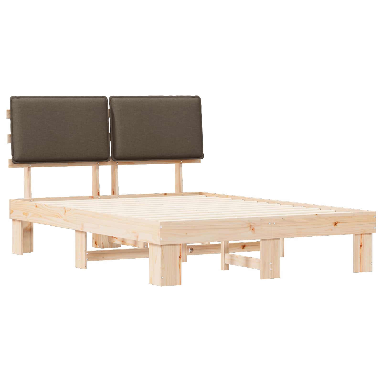 Bettgestell mit gepolstertem Kopfteil Taupe 135 x 190 cm