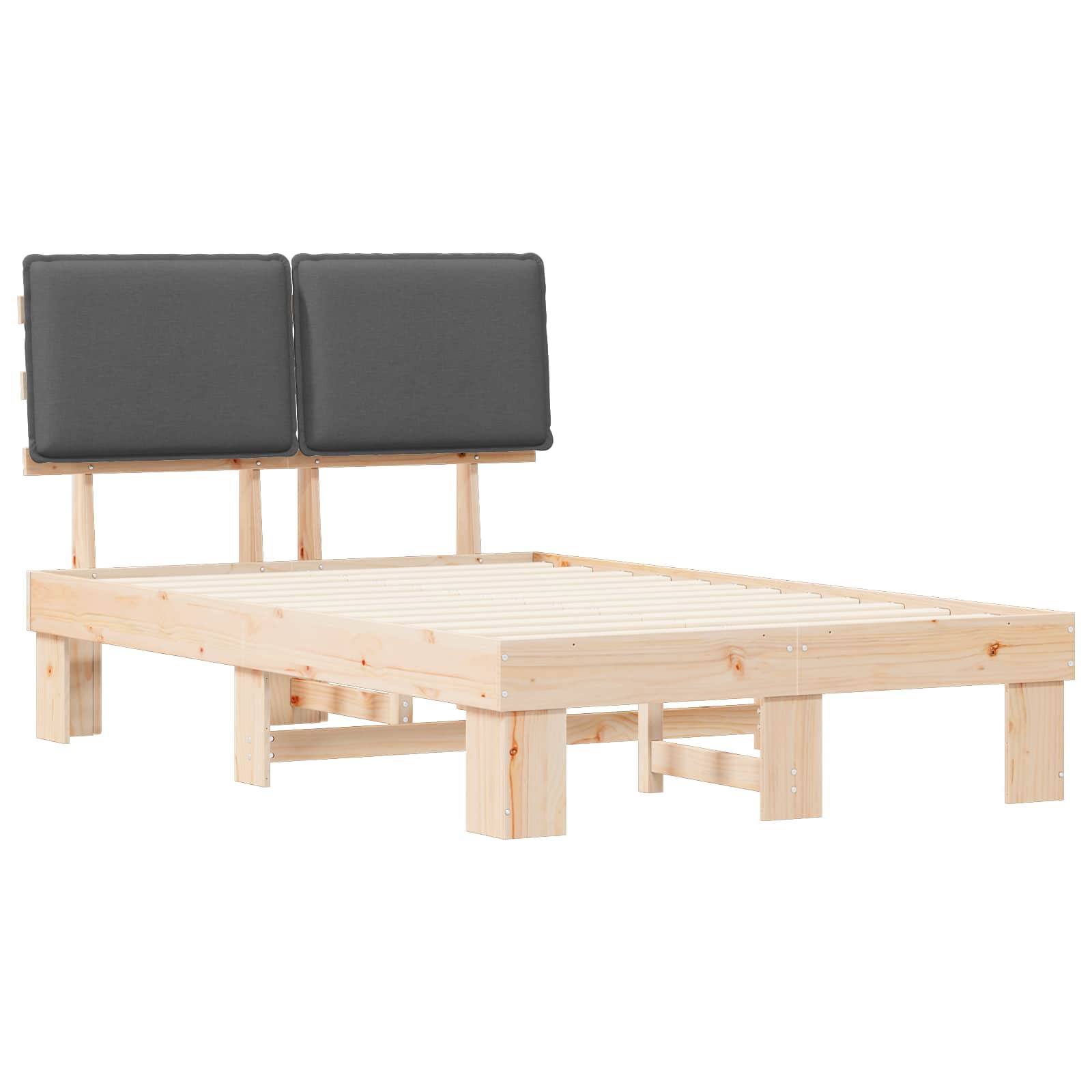 Bettgestell mit gepolstertem Kopfteil Dunkelgrau 120 x 190 cm