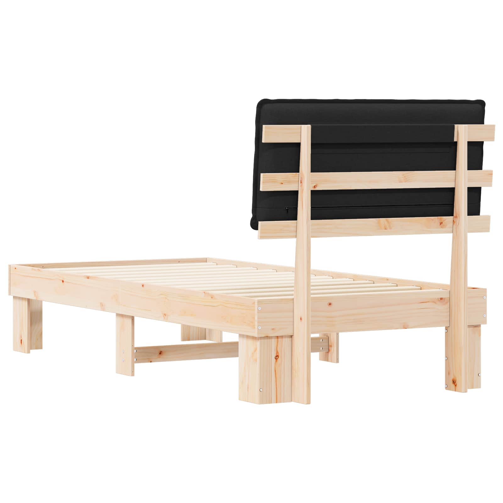 Bettgestell mit gepolstertem Kopfteil Schwarz 100 x 200 cm