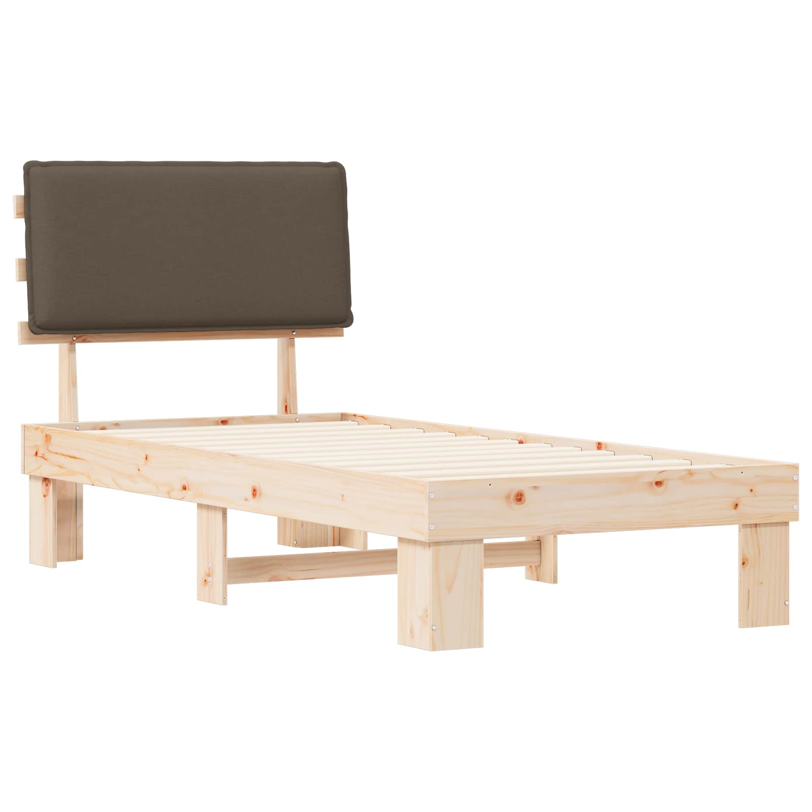 Bettgestell mit gepolstertem Kopfteil Taupe 100 x 200 cm