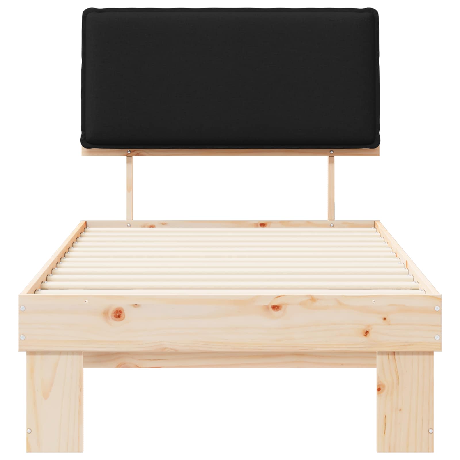 Bettgestell mit gepolstertem Kopfteil Schwarz 90 x 190 cm