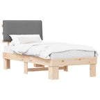Bettgestell mit gepolstertem Kopfteil Hellgrau 75 x 190 cm