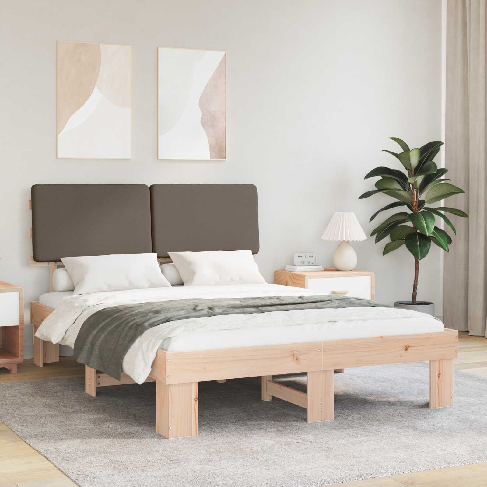 Bettgestell mit gepolstertem Kopfteil Taupe 160 x 200 cm