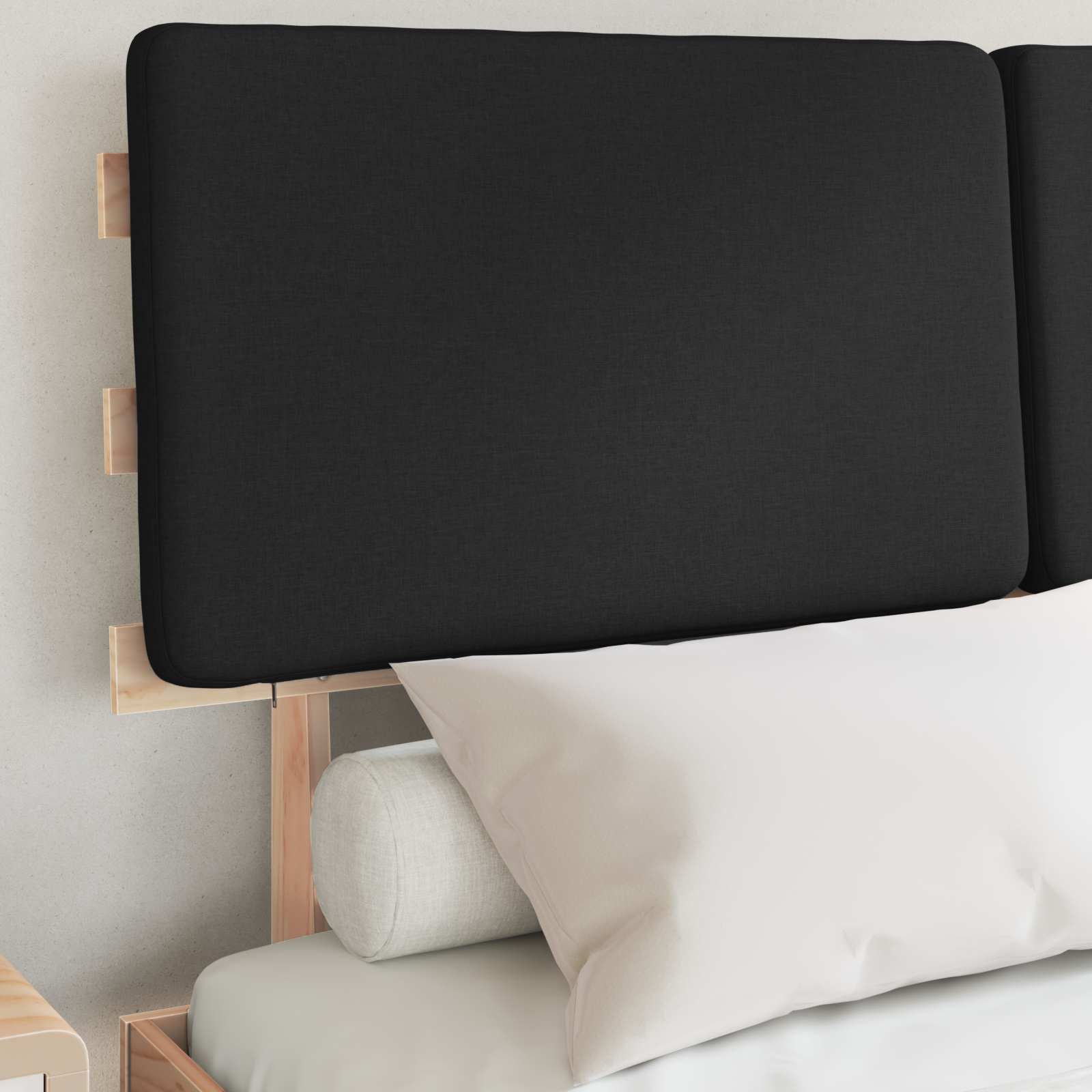 Bettgestell mit gepolstertem Kopfteil Schwarz 150 x 200 cm