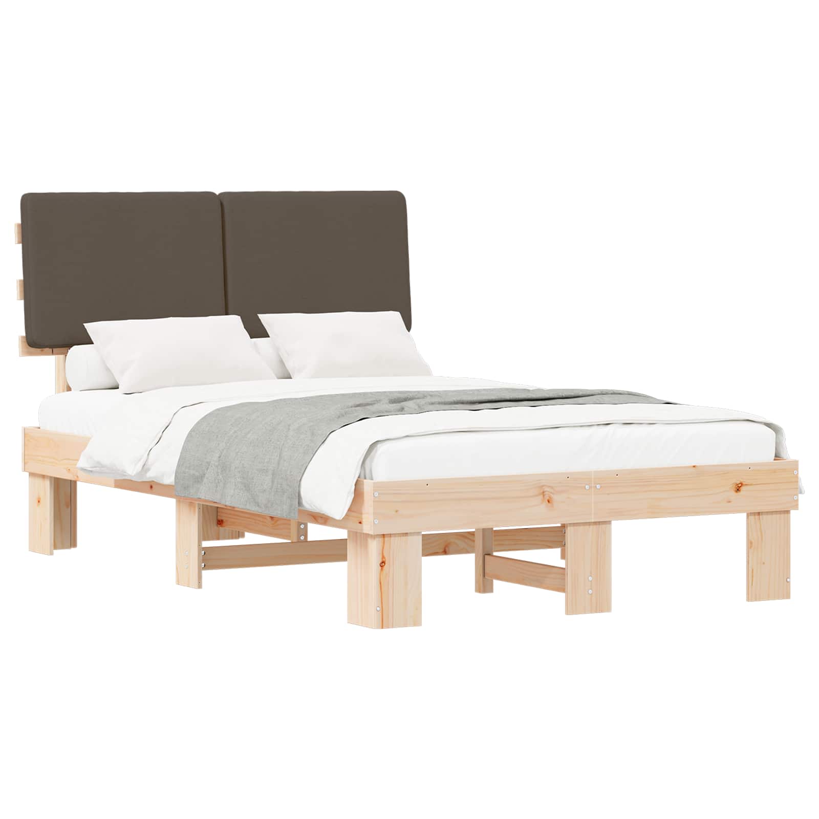 Bettgestell mit gepolstertem Kopfteil Taupe 120 x 200 cm