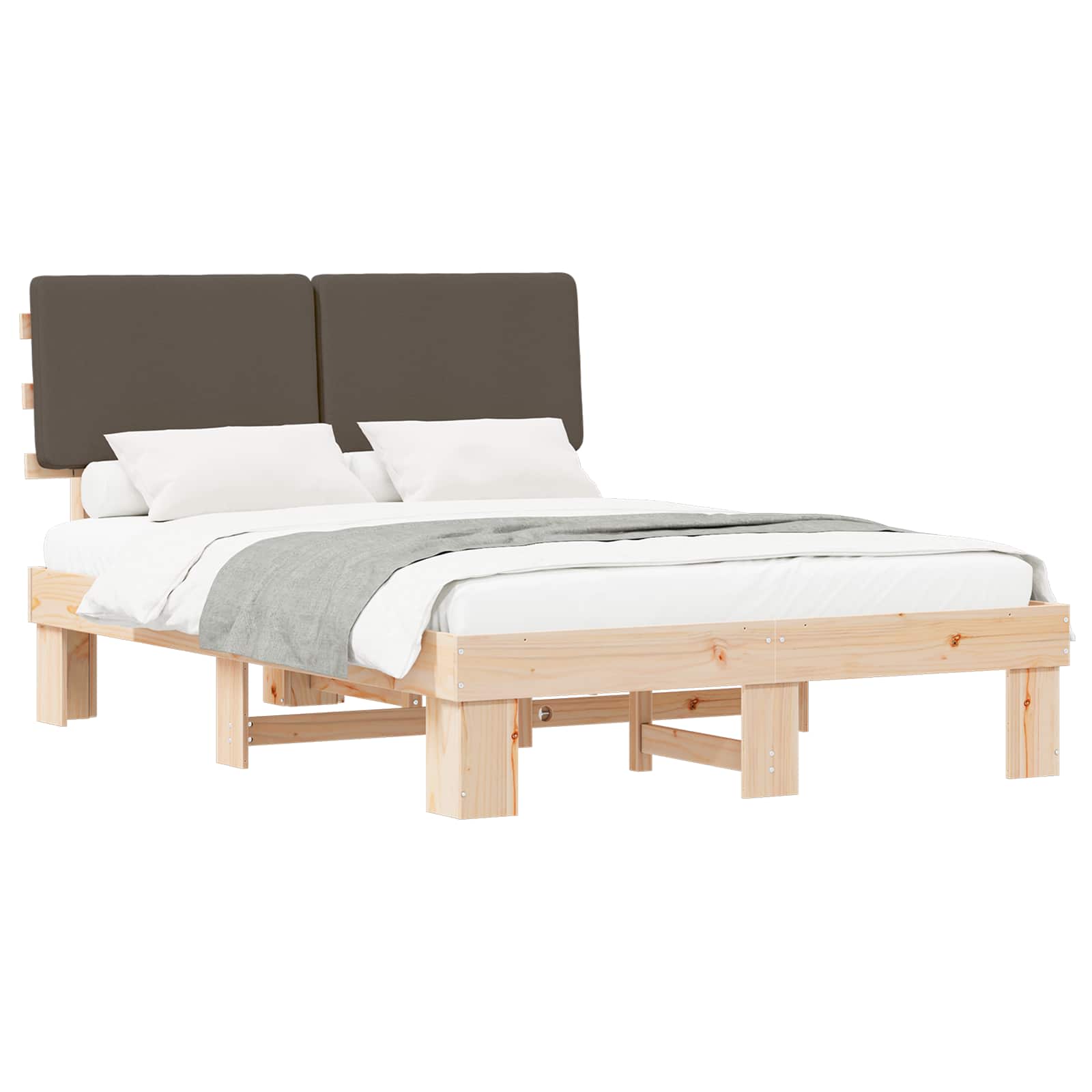 Bettgestell mit gepolstertem Kopfteil Taupe 140 x 190 cm