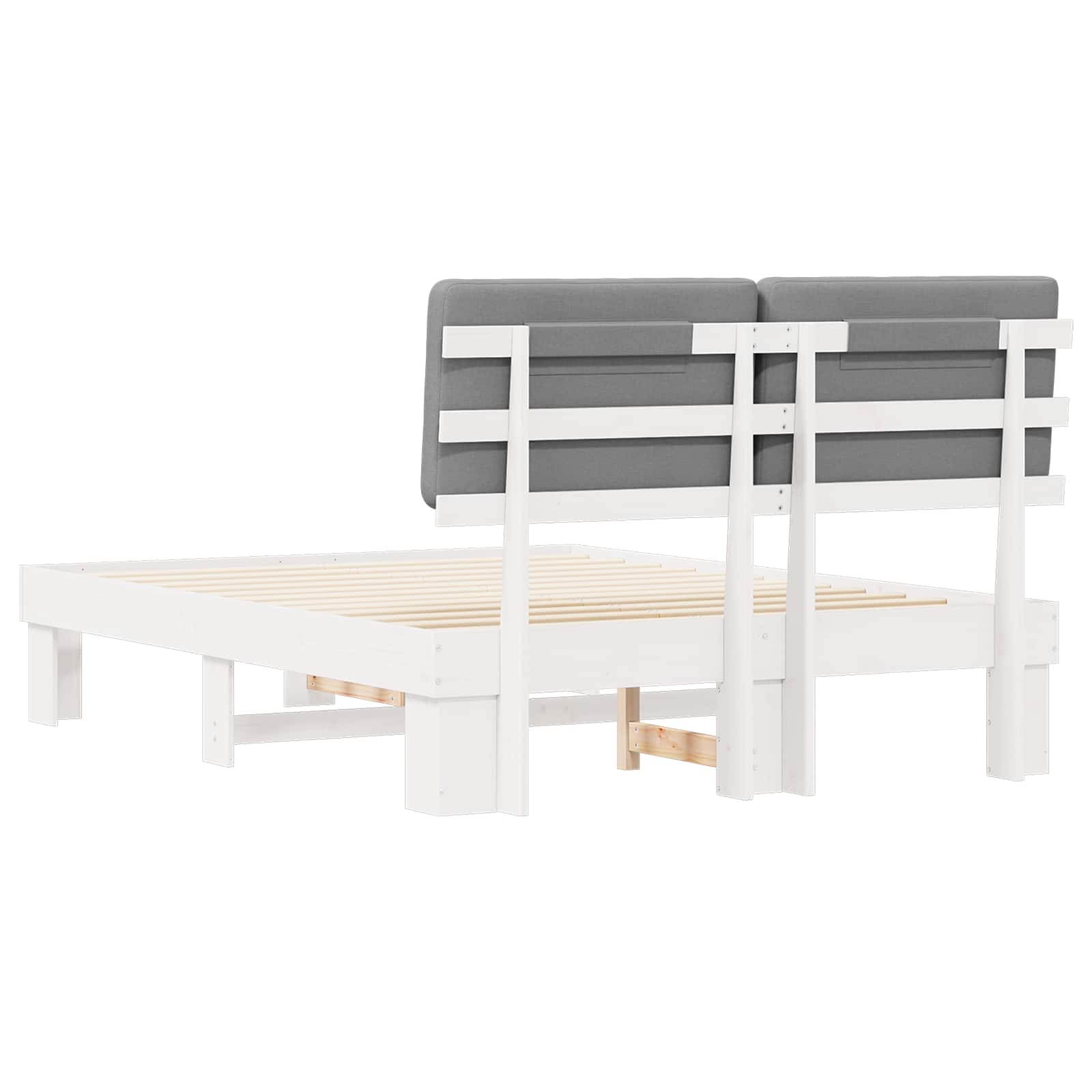 Bettgestell mit gepolstertem Kopfteil Hellgrau 135 x 190 cm
