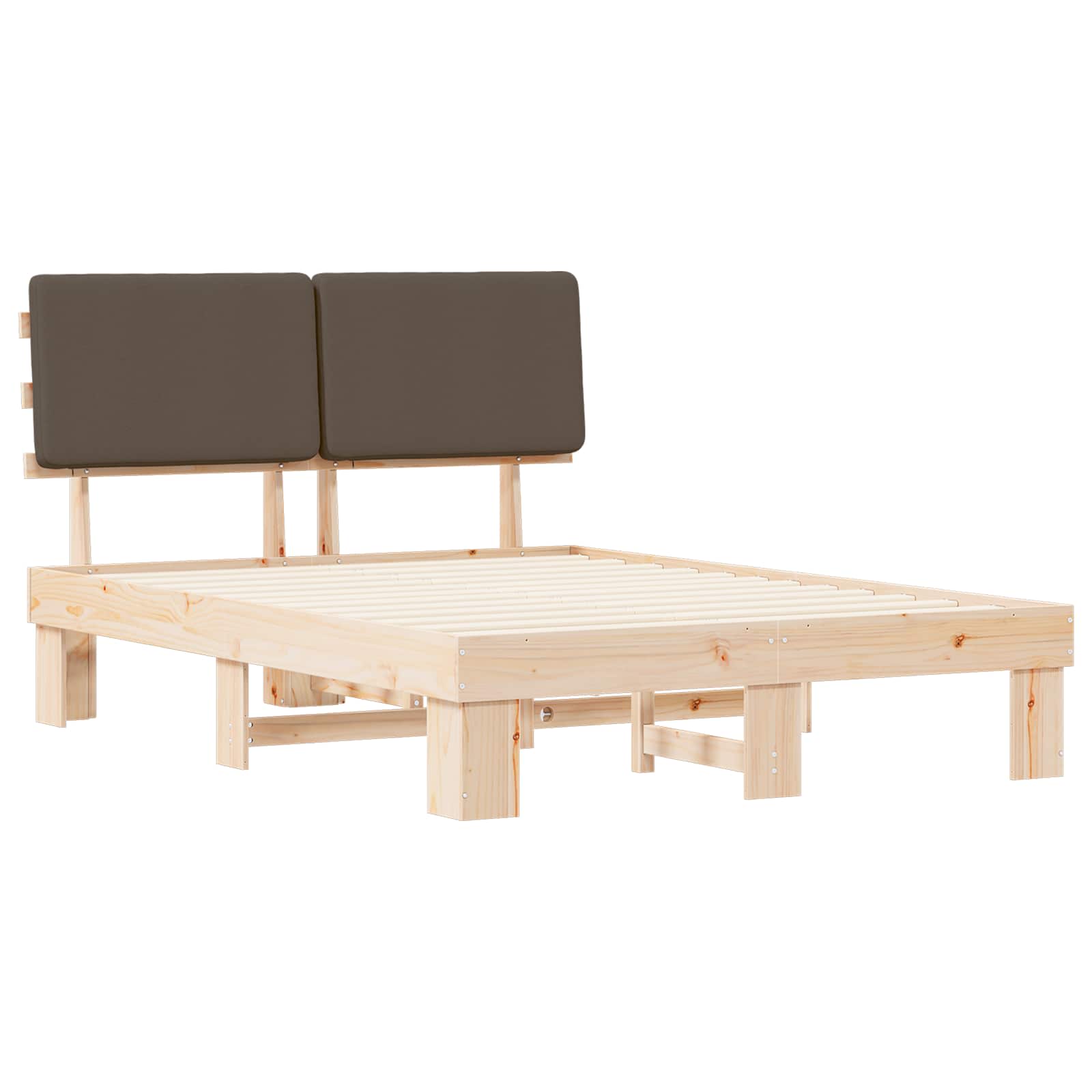 Bettgestell mit gepolstertem Kopfteil Taupe 120 x 190 cm