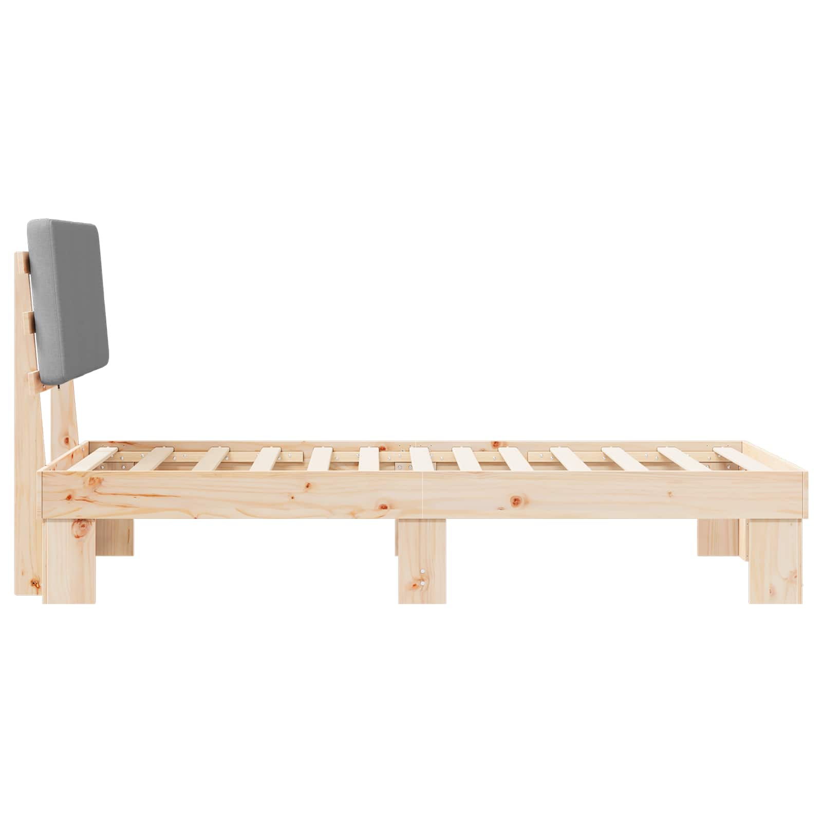 Bettgestell mit gepolstertem Kopfteil Hellgrau 90 x 200 cm