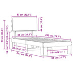 Bettgestell mit gepolstertem Kopfteil Schwarz 80 x 200 cm