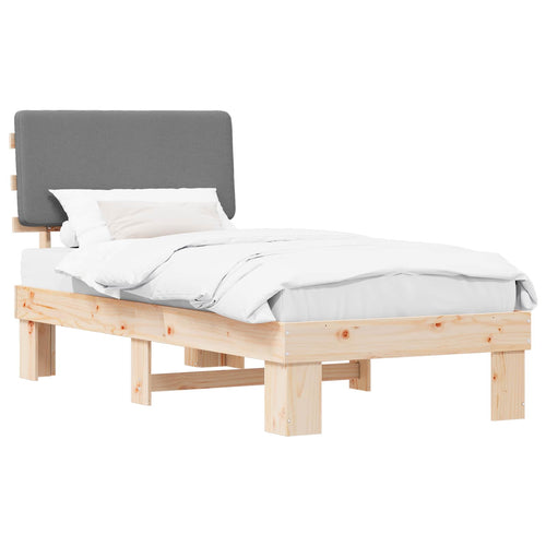 Bettgestell mit gepolstertem Kopfteil Hellgrau 90 x 190 cm