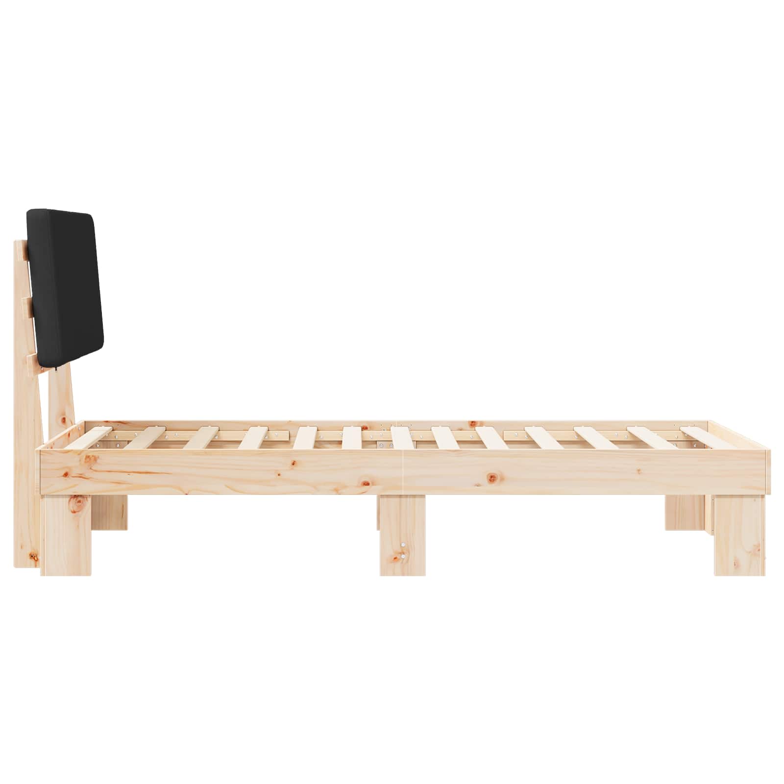 Bettgestell mit gepolstertem Kopfteil Schwarz 90 x 190 cm