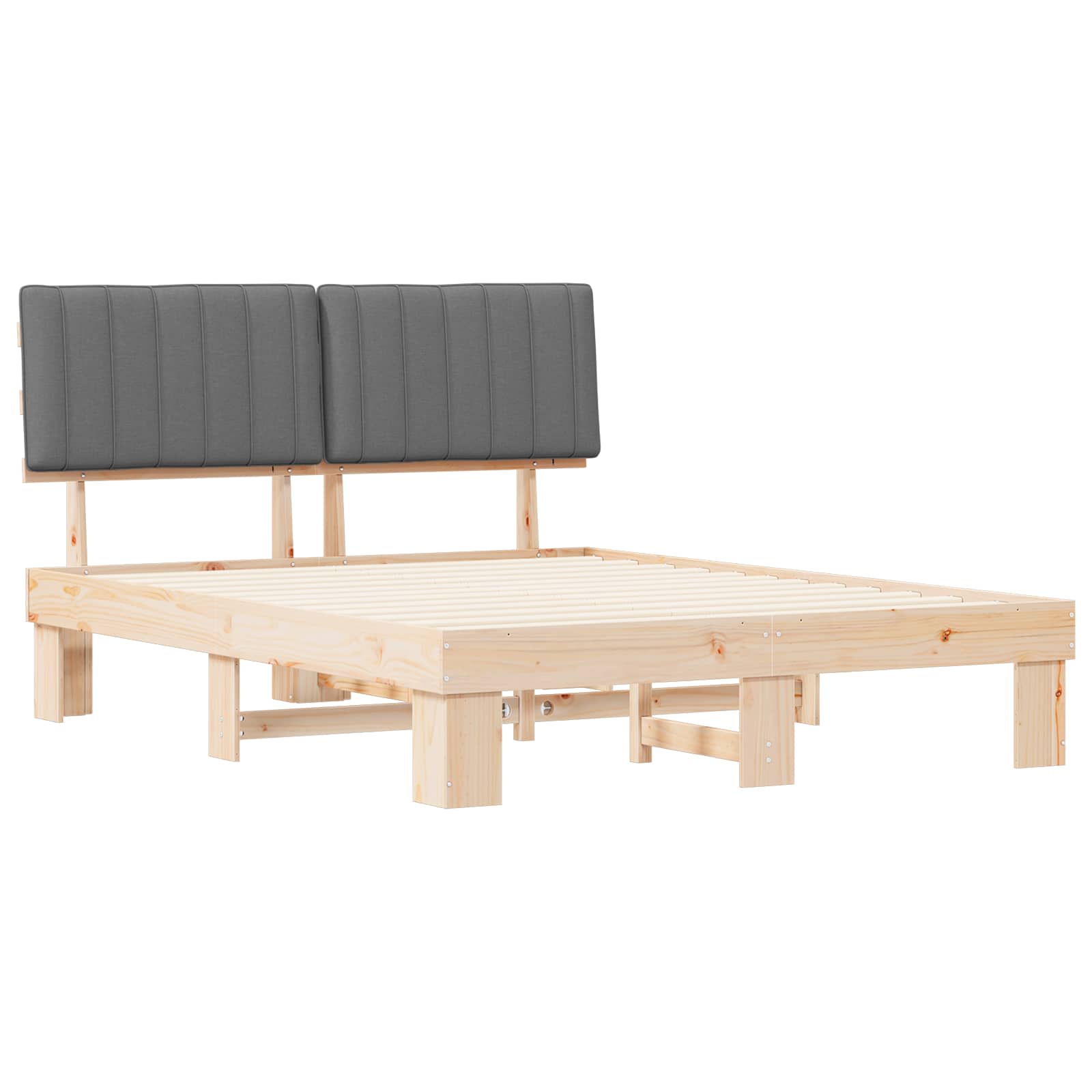 Bettgestell mit gepolstertem Kopfteil Hellgrau 150 x 200 cm