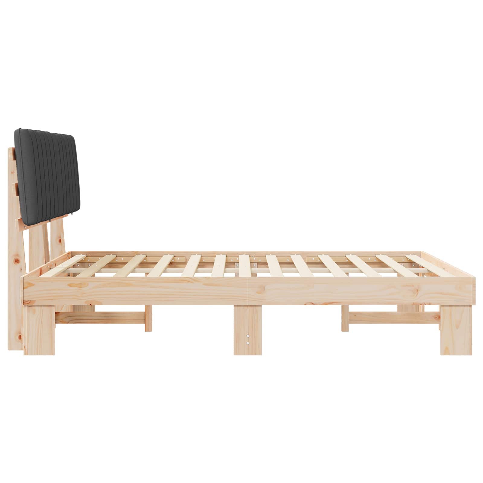 Bettgestell mit gepolstertem Kopfteil Dunkelgrau 150 x 200 cm