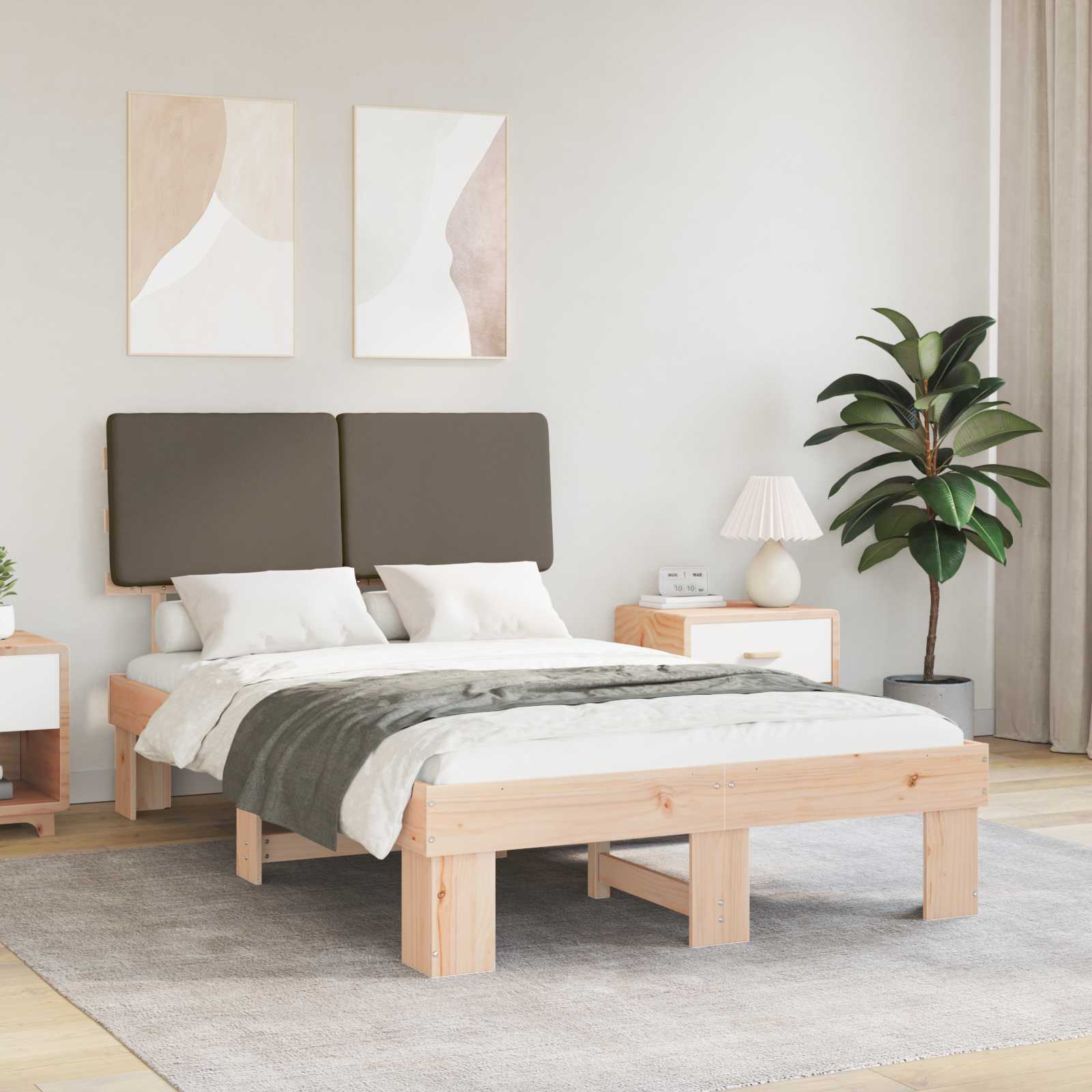 Bettgestell mit gepolstertem Kopfteil Taupe 120 x 200 cm
